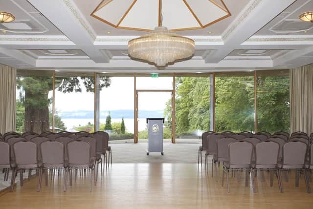 The view over the River Tay from the ballroom of the Invercarse Hotel in Dundee.