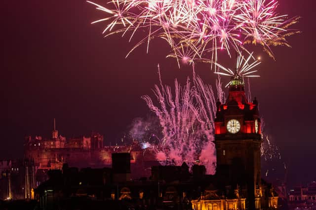 Fireworks light up the sky over Edinburgh during the celebrations to herald the arrival of 2020. Picture: Ian Georgeson