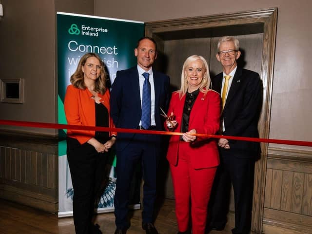 Photographed at the Enterprise Ireland Business Leaders Dinner in Glasgow are (L to R) Emma Farrell, Senior Market Advisor UK CreaTech Sector, Enterprise Ireland; Pat Stack, Head of Business Development & Marketing at Uniquely; Minister Niamh Smyth TD, Minister of State for Trade Promotion, Artificial Intelligence and Digital Transformation; and Joe Healy, Head of Global Markets, Enterprise Ireland.