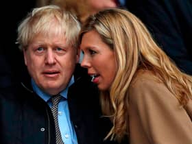 Could this be the moment when Carrie Symonds told Boris Johnson how much the new Downing Street wallpaper was going to cost? (Picture: Adrian Dennis/AFP via Getty Images)