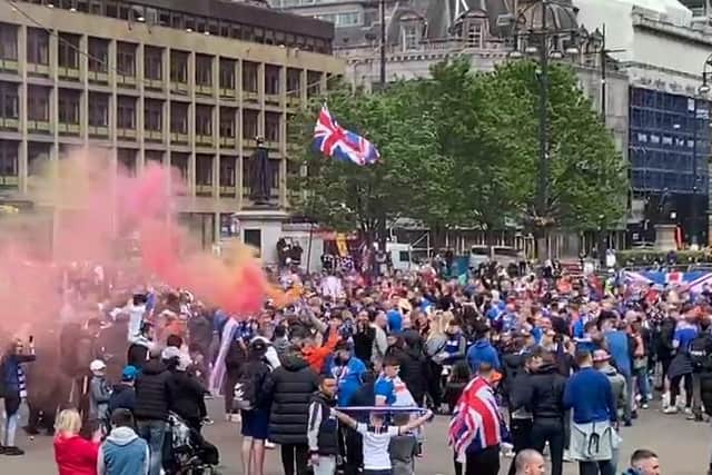 Watch: Rangers fans gather in Glasgow as their team lifts the Scottish Premiership trophy
