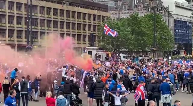Watch: Rangers fans gather in Glasgow as their team lifts the Scottish Premiership trophy