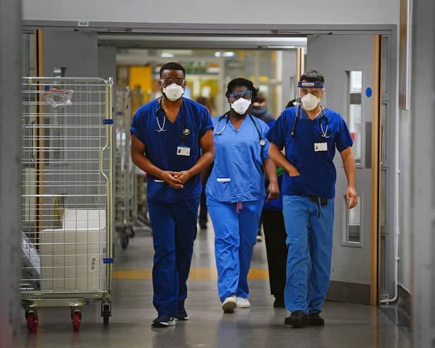 Medical staff wearing FFP3 face masks. Picture: Victoria Jones/PA Wire