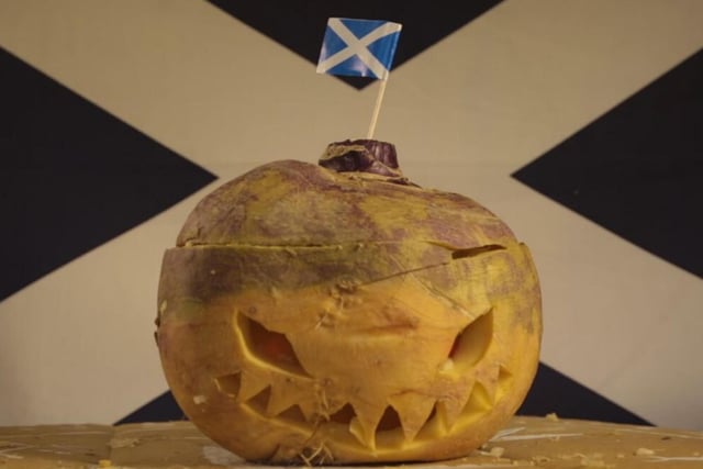 Traditionally in Scotland, scary or grotesque faces were carved into "neeps" (the Scots word for turnips) to create lanterns that would scare off ghosts or other demonic presences.