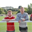 Blair Munn (left) with Pro Performance Academy partners Robbie Thomson and Callum Tapping - who he will face when Bo'ness United meet Edinburgh City in the Scottish Cup second round. Picture: Michael Gillen.