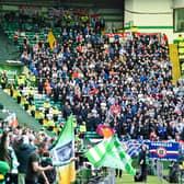 Rangers fans during a cinch Premiership match at Celtic Park on May 1, 2022.  (Photo by Rob Casey / SNS Group)