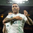 Northern Ireland's Josh Magennis celebrates at full time after the 1-0 win over Scotland at Hampden. (Photo by Craig Foy / SNS Group)