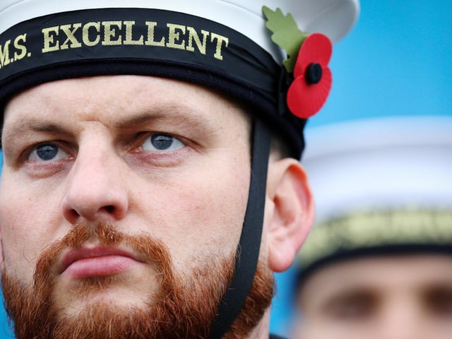 Leading Hand Ian Lacey. The Royal Navy's Ceremonial Guard in their final rehearsal for their duties at the Cenotaph in London, on Remembrance Sunday. They were photographed at Whale Island, Portsmouth
Picture: Chris Moorhouse   (jpns 101121-31)