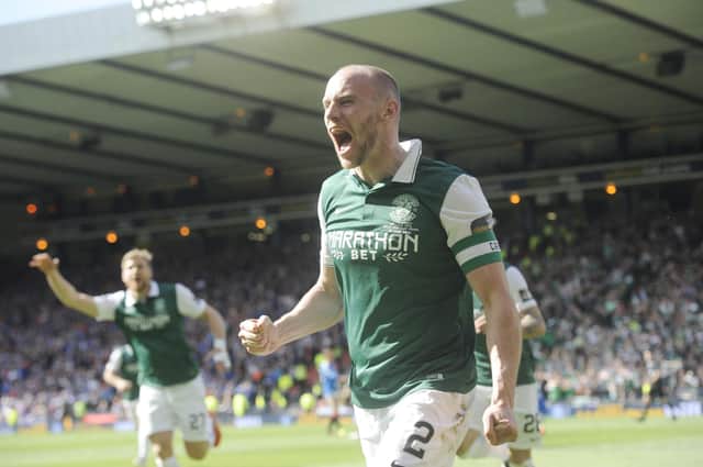 Pic Greg Macvean - Thousands of Hibs fans will miss out on a repeat of David Gray's Hampden heroics
