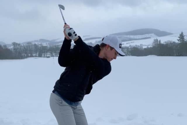 Calum Hill practising in the snow last week at Gleneagles, where he is attached. He is now in Abu Dhabi and close to getting into this week's $8m Rolex Series event.