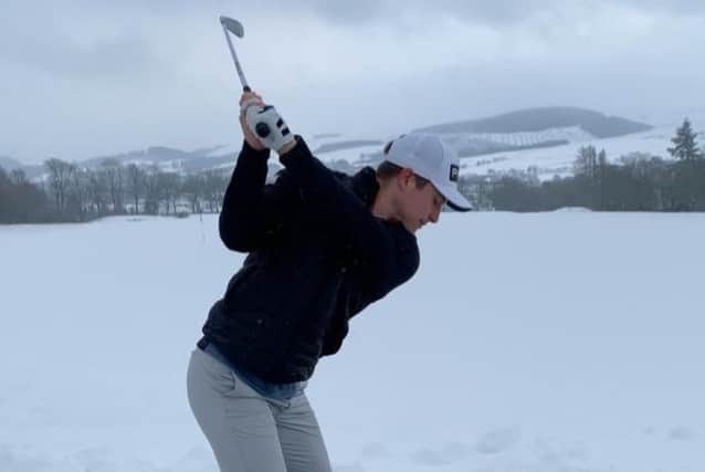 Calum Hill practising in the snow last week at Gleneagles, where he is attached. He is now in Abu Dhabi and close to getting into this week's $8m Rolex Series event.