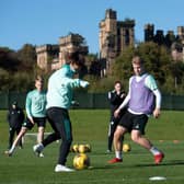 Kyogo Furuhashi gets involved in Celtic training ahead of Saturday's clash with Motherwell at Fir Park.