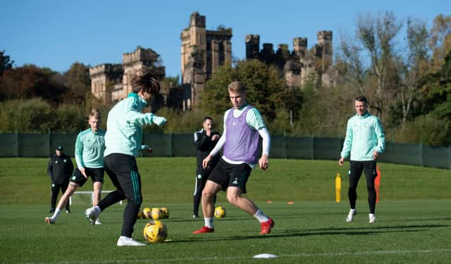 Kyogo Furuhashi gets involved in Celtic training ahead of Saturday's clash with Motherwell at Fir Park.