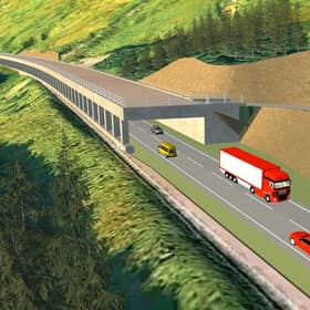 A computer generated image issued by Transport Scotland of the proposed debris flow shelter