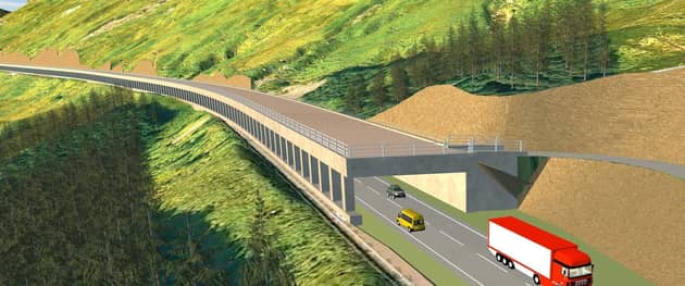 A computer generated image issued by Transport Scotland of the proposed debris flow shelter