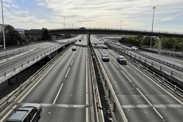 The M8 motorway is not part of Glasgow's LEZ, but many exits will land drivers directly inside the area where restrictions on the dirtiest vehicles apply. Picture: David MacArthur/University of Glasgow
