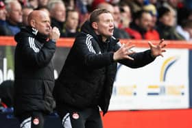 Barry Robson encourages his team during Aberdeen's 2-0 win over Rangers.