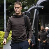 Former Rangers transfer target Joey Veerman, pictured arriving in Scotland yesterday, is in good goalscoring form for PSV.