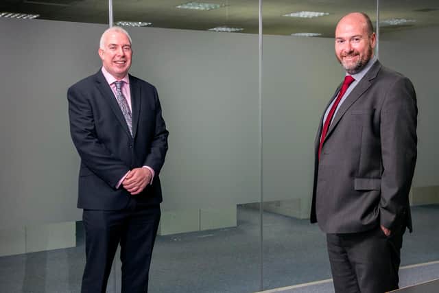 From left: Angus McCuaig, managing partner at Hardie Caldwell, and AAB CEO Graeme Allan. Picture: Rory Raitt.
