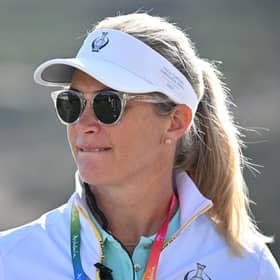 European captain Suzann Pettersen looks on during practice prior to the the Solheim Cup at Finca Cortesin Golf Club in Casares, Spain. Picture: Stuart Franklin/Getty Images.