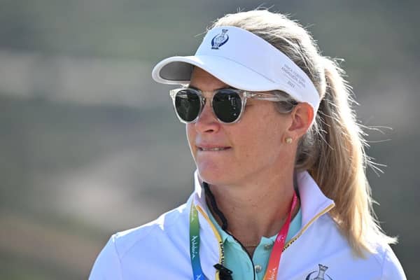 European captain Suzann Pettersen looks on during practice prior to the the Solheim Cup at Finca Cortesin Golf Club in Casares, Spain. Picture: Stuart Franklin/Getty Images.