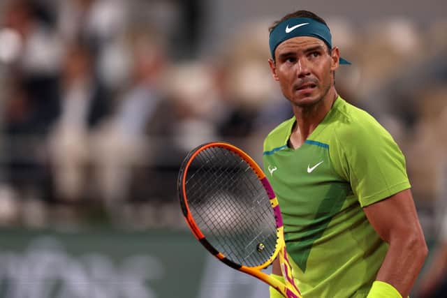 Rafael Nadal during his French Open semi-final win over Alexander Zverev, who retired due to injury. (Photo by THOMAS SAMSON/AFP via Getty Images)