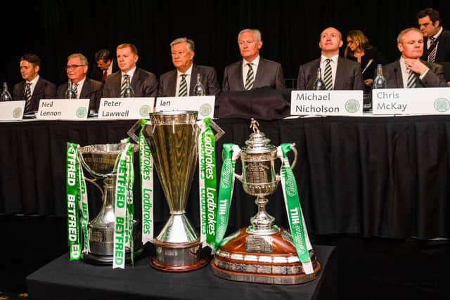 Celtic boss Neil Lennon and the club's board at last year's AGM. Picture: SNS