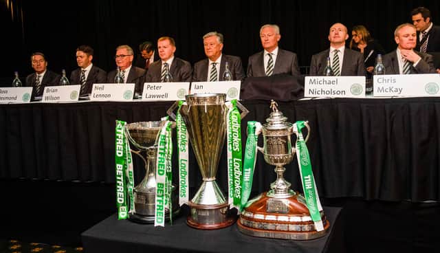 Celtic boss Neil Lennon and the club's board at last year's AGM. Picture: SNS