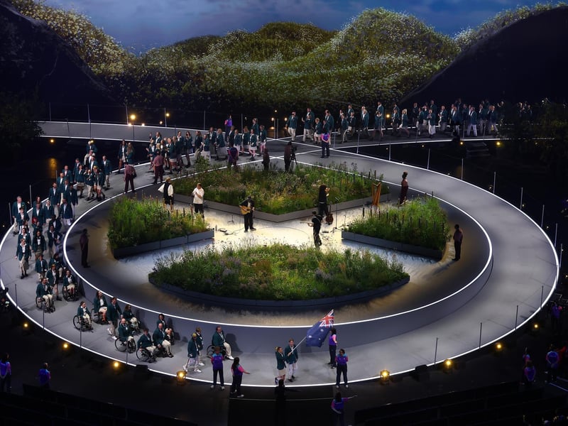 A general view as Team Australia take part in the athletes' parade during the opening ceremony