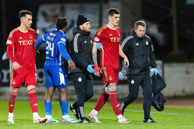 Aberdeen's Slobodan Rubezic went off injured against St Johnstone and won't be involved against Hearts.