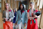 MSPs Lorna Slater and Maggie Chapman of the Scottish Greens flank Q Manivannan, one of the party's two newly elected trans members, whose election led to the 'sex' category being removed from the Scottish Parliament website (Picture: Jeff J Mitchell/Getty Images)
