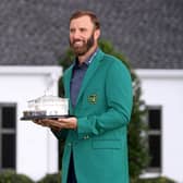 Dustin Johnson poses with the Masters Trophy during the Green Jacket Ceremony after winning the Masters at Augusta National. Picture: Rob Carr/Getty Images