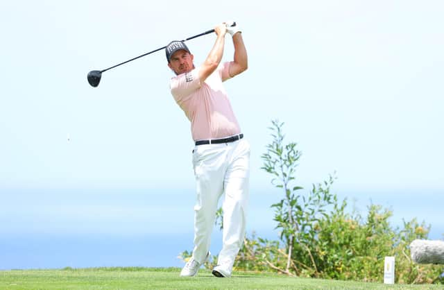 TENERIFE, SPAIN - MAY 07: Richie Ramsay of Scotland tees off on the 6th hole during Day Two of the Canary Islands Championship at Golf Costa Adeje on May 07, 2021 in Tenerife, Spain. (Photo by Andrew Redington/Getty Images)