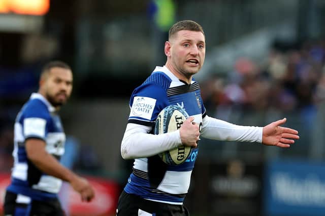 BATH, ENGLAND - JANUARY 07: Finn Russell of Bath looks on during the Gallagher Premiership Rugby match between Bath Rugby and Gloucester Rugby at The Recreation Ground on January 07, 2024 in Bath, England. (Photo by David Rogers/Getty Images)