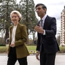 Prime Minister Rishi Sunak greets EU President, Usula Von Der Leyen, at the Fairmont Windsor Park hotel in Englefield Green, Windsor, Berkshire, ahead of a meeting to discuss the Northern Ireland Protocol.