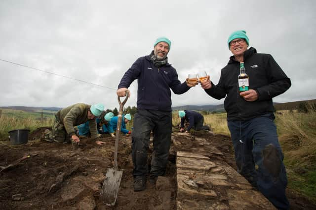 Derek Alexander, Head of Archaeology at National Trust for Scotland and Alan Winchester,  Glenlivet's Master Distiller, at the old site of The Glenlivet Distillery. PIC: Alison Gilbert.