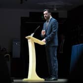 First Minister Humza Yousaf speaking at the SNP independence convention at Caird Hall in Dundee. Picture: Jane Barlow/PA Wire