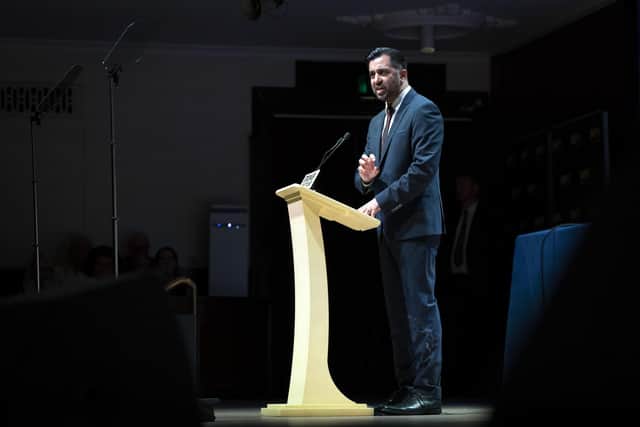First Minister Humza Yousaf speaking at the SNP independence convention at Caird Hall in Dundee. Picture: Jane Barlow/PA Wire
