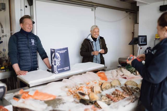 Monica with David Lowrie fishmongers