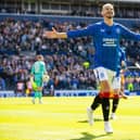 Vaclav Cerny celebrates after scoring his first goal for Rangers in the 2-1 win over Motherwell. (Photo by Craig Williamson / SNS Group)