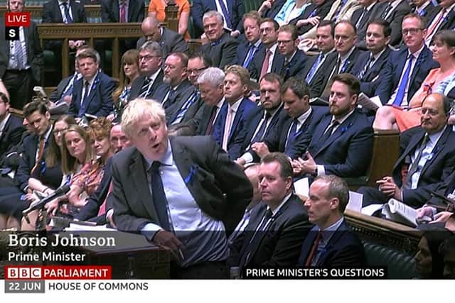 Boris Johnson at Prime Minister's Questions. Picture: BBC Parliament