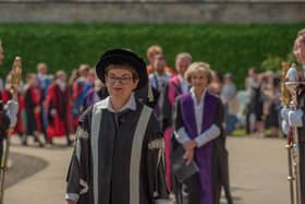 University Principal and Vice-Chancellor Professor Dame Sally Mapstone leading the academic procession.