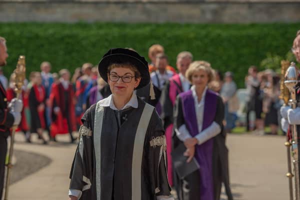 University Principal and Vice-Chancellor Professor Dame Sally Mapstone leading the academic procession.