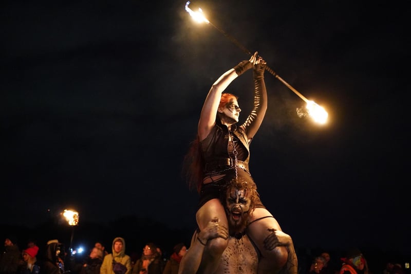 Performers during the Samhuinn Fire Festival in Holyrood Park, Edinburgh. Photo: Andrew Milligan/PA Wire