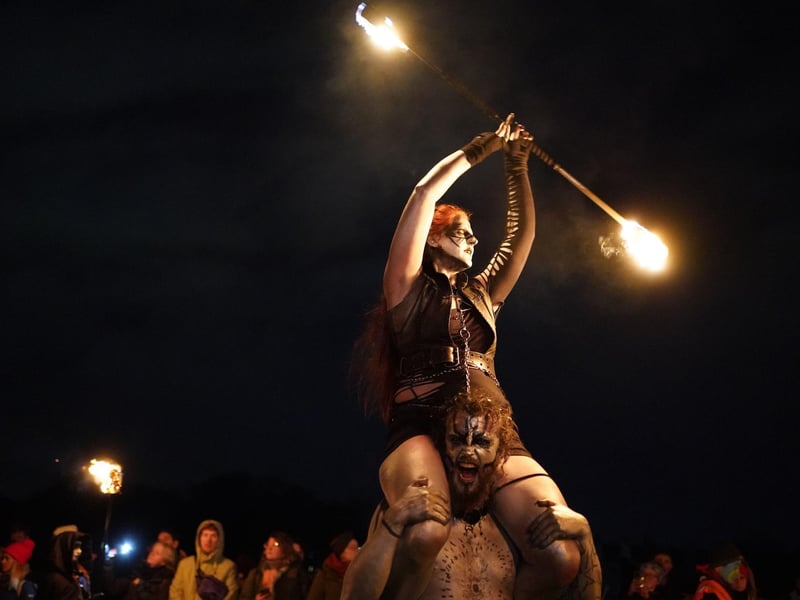 Performers during the Samhuinn Fire Festival in Holyrood Park, Edinburgh. Photo: Andrew Milligan/PA Wire