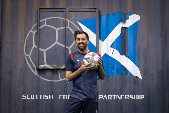 Humza Yousaf at the launch of the 'Football for All' Spartans Community Football Academy, in Edinburgh, while on the leadership election campaign trail that resulted in him becoming SNP leader and First Minister. Picture: PA