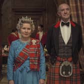 Imelda Staunton as Queen Elizabeth II and Jonathan Pryce as Prince Phillip in The Crown.