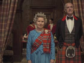 Imelda Staunton as Queen Elizabeth II and Jonathan Pryce as Prince Phillip in The Crown.