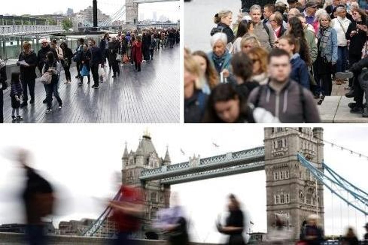 16 pictures of queue so far as it reaches 14 hour wait for public to pay respects to Queen lying in state