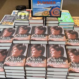 A display stand of copies of former first minister Nicola Sturgeon's memoir Frankly at Waterstones bookshop on Glasgow's Argyle Street (Picture: Craig Meighan/PA Wire)